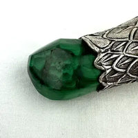 Italian Sterling Silver & Malachite Snake Pendant