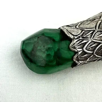 Italian Sterling Silver & Malachite Snake Pendant