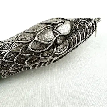 Italian Sterling Silver & Malachite Snake Pendant