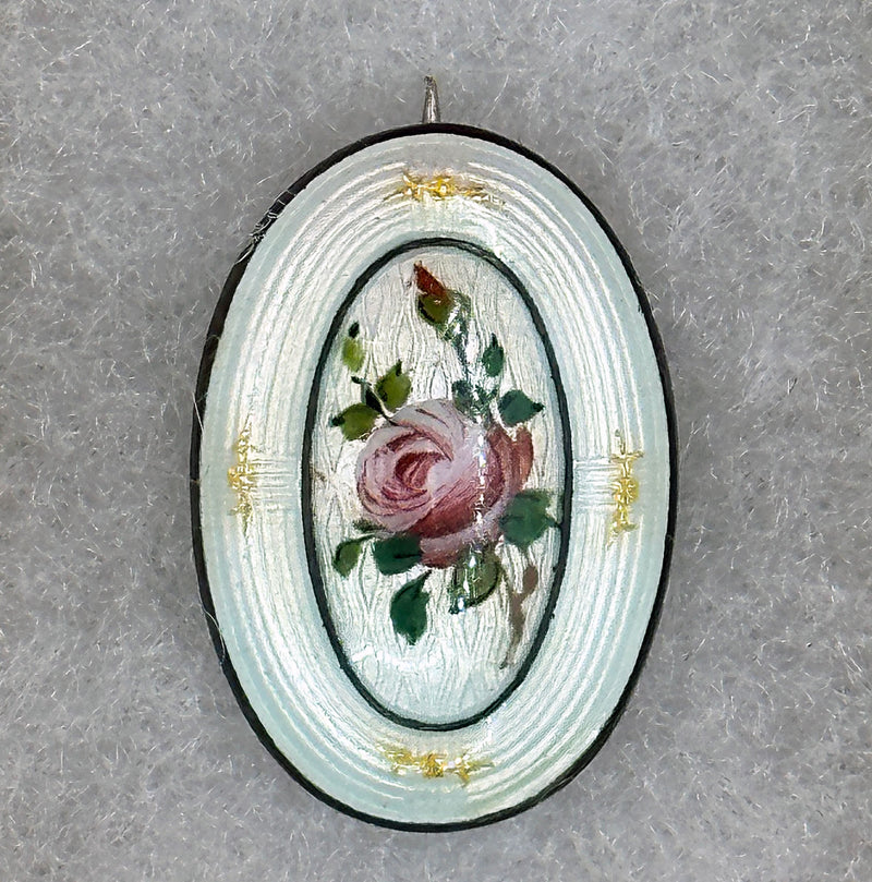 Aksel Holmsen Enamel Rose Brooch