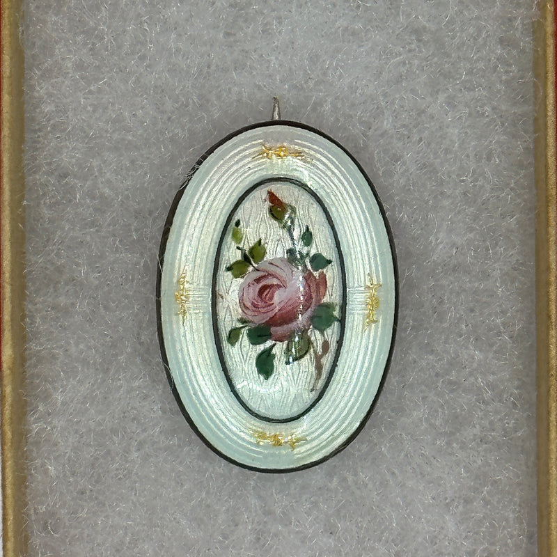 Aksel Holmsen Enamel Rose Brooch