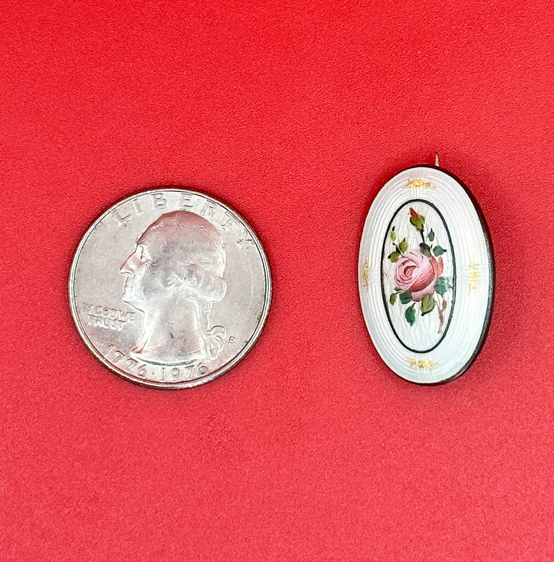 Aksel Holmsen Enamel Rose Brooch