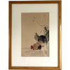 Japanese Woodcut Reprint of Rooster and Hen by Ito Jakuchu
