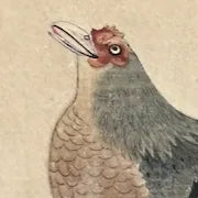 Japanese Woodcut Reprint of Rooster and Hen by Ito Jakuchu