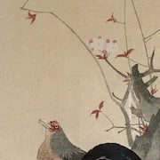 Japanese Woodcut Reprint of Rooster and Hen by Ito Jakuchu