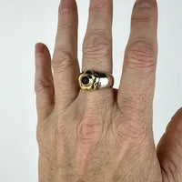 Large Vintage Sterling Silver and 18k Gold Amethyst Ring