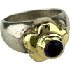 Large Vintage Sterling Silver and 18k Gold Amethyst Ring