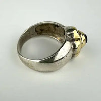 Large Vintage Sterling Silver and 18k Gold Amethyst Ring