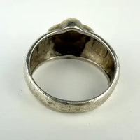 Large Vintage Sterling Silver and 18k Gold Amethyst Ring