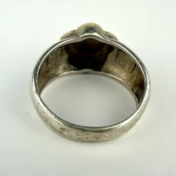 Large Vintage Sterling Silver and 18k Gold Amethyst Ring