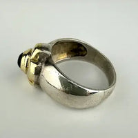 Large Vintage Sterling Silver and 18k Gold Amethyst Ring