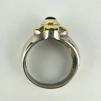 Large Vintage Sterling Silver and 18k Gold Amethyst Ring