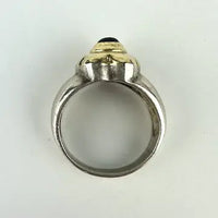 Large Vintage Sterling Silver and 18k Gold Amethyst Ring