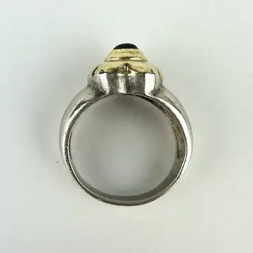 Large Vintage Sterling Silver and 18k Gold Amethyst Ring