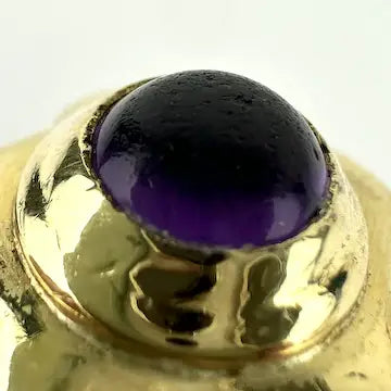 Large Vintage Sterling Silver and 18k Gold Amethyst Ring