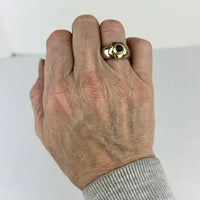 Large Vintage Sterling Silver and 18k Gold Amethyst Ring