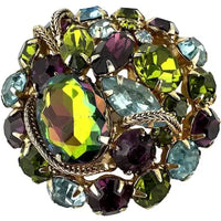 Large Vintage Watermelon Rhinestone Brooch