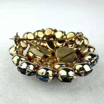 Large Vintage Watermelon Rhinestone Brooch