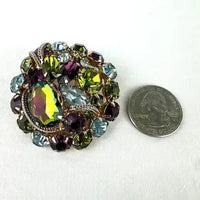 Large Vintage Watermelon Rhinestone Brooch