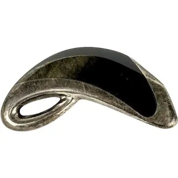 Mid Century Enrique Ledesma Sterling Silver Obsidian Brooch