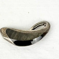 Mid Century Enrique Ledesma Sterling Silver Obsidian Brooch