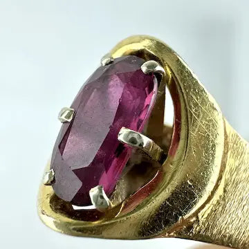 Midcentury 14k Gold Ruby Ring Size 6.25