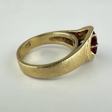 Midcentury 14k Gold Ruby Ring Size 6.25