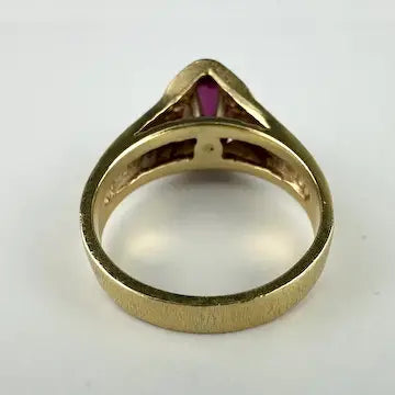Midcentury 14k Gold Ruby Ring Size 6.25