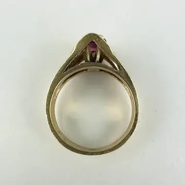 Midcentury 14k Gold Ruby Ring Size 6.25