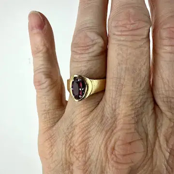 Midcentury 14k Gold Ruby Ring Size 6.25