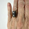 Midcentury 18k Gold Onyx and Diamond Ring Size 5.25