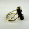 Midcentury 18k Gold Onyx and Diamond Ring Size 5.25