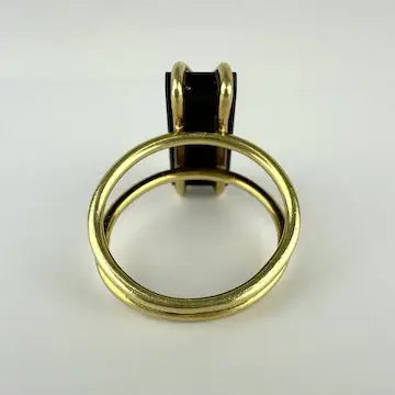 Midcentury 18k Gold Onyx and Diamond Ring Size 5.25