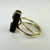 Midcentury 18k Gold Onyx and Diamond Ring Size 5.25