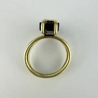 Midcentury 18k Gold Onyx and Diamond Ring Size 5.25