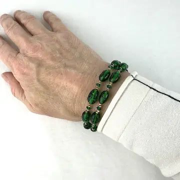 Miriam Haskell Green Gripoix Glass Bracelet