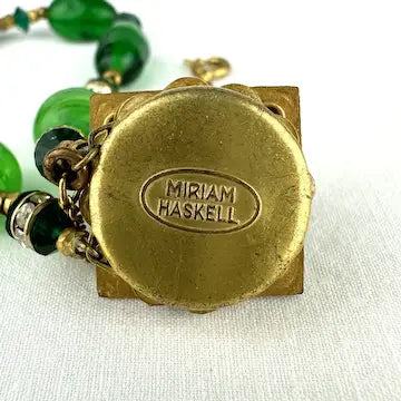 Miriam Haskell Green Gripoix Glass Bracelet