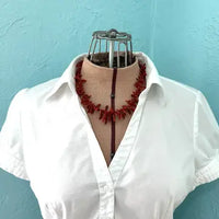 Native American Natural Red Branch Coral Necklace