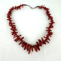 Native American Natural Red Branch Coral Necklace