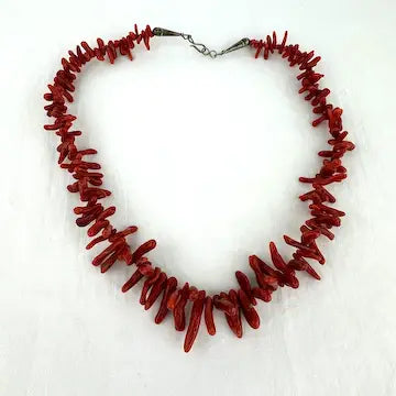 Native American Natural Red Branch Coral Necklace