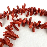 Native American Natural Red Branch Coral Necklace