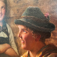 Antique M Wachsmuth Oil Painting Eine Geselige Runde