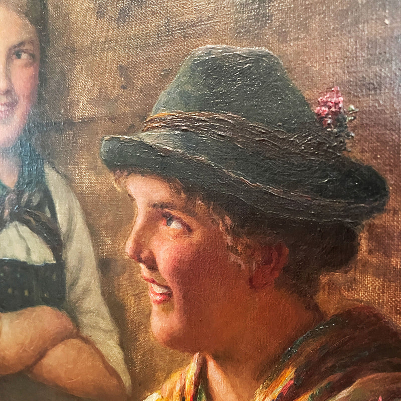Antique M Wachsmuth Oil Painting Eine Geselige Runde