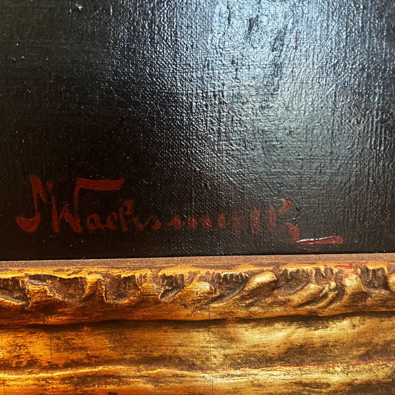 Antique M Wachsmuth Oil Painting Eine Geselige Runde