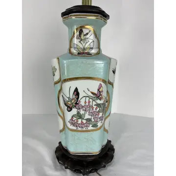 Pair of Vintage Chinese Porcelain Chinoiserie Lamps