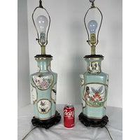 Pair of Vintage Chinese Porcelain Chinoiserie Lamps