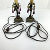 Pair of Vintage Table Lamps with Amethyst Drops and Czech Bead Covers