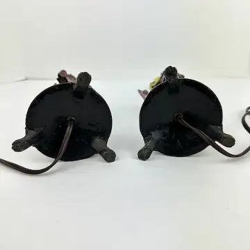 Pair of Vintage Table Lamps with Amethyst Drops and Czech Bead Covers