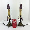Pair of Vintage Table Lamps with Amethyst Drops and Czech Bead Covers
