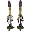 Pair of Vintage Table Lamps with Amethyst Drops and Czech Bead Covers